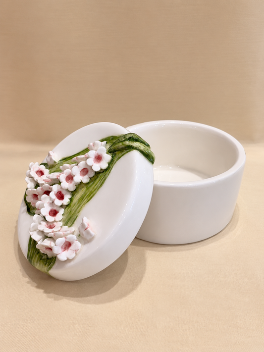 Lidded Container with Mugheh Flowers
