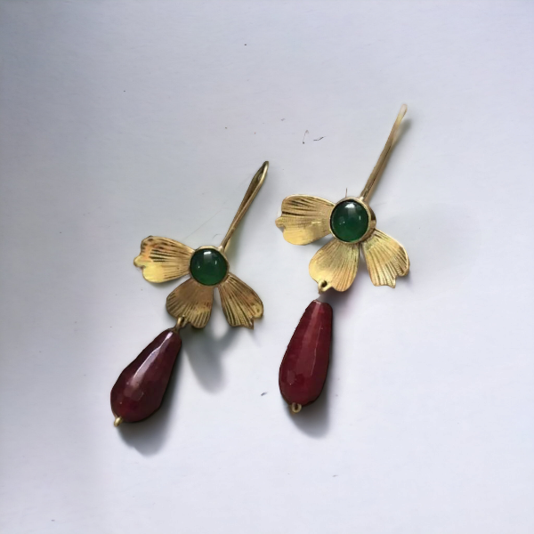 Nar Earing With Aghigh & Jeid Stone