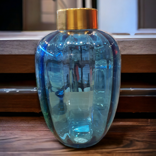 Handmade Blue Glass Flower Pot