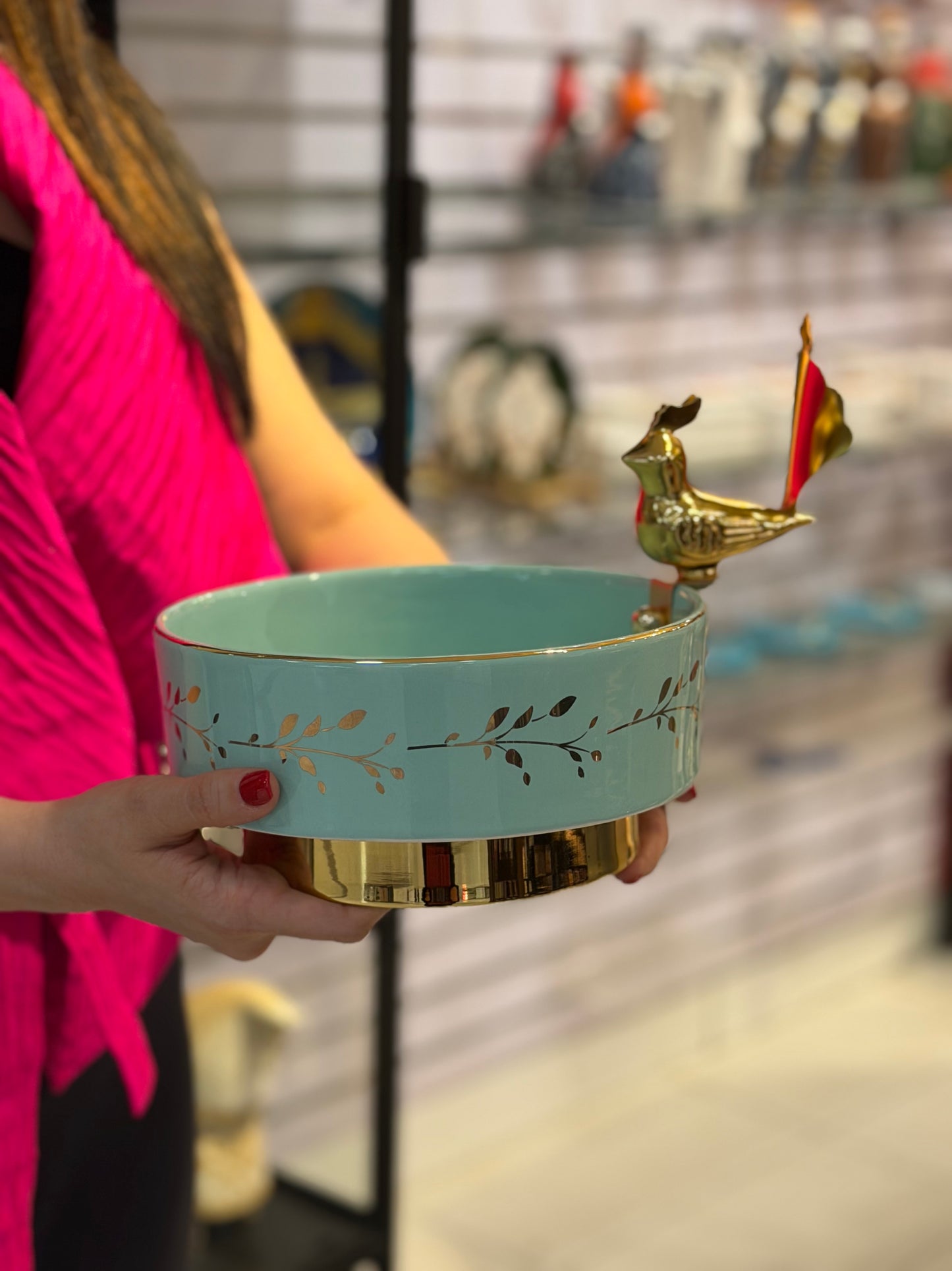 Gold Bird Ceramic Bowl
