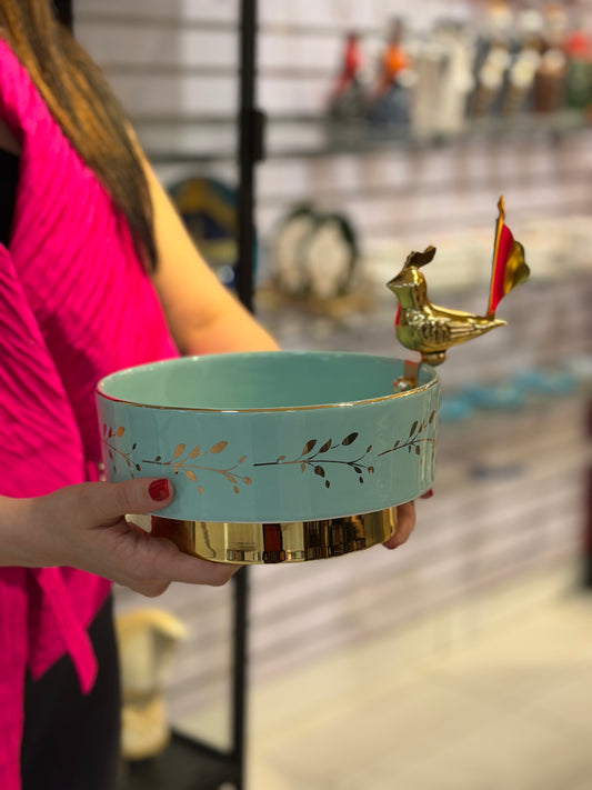 Gold Bird Ceramic Bowl