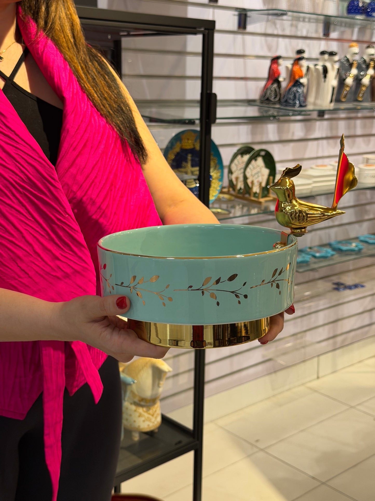 Gold Bird Ceramic Bowl